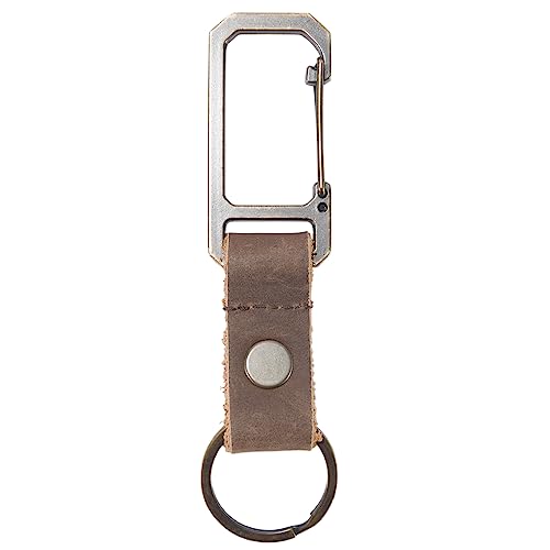 Carhartt Unisex Adult Durable Metal Key Keeper, Belt Loop Key Ring Holder with Self-Locking Metal Gate Clip for Car/Home Keys, Saddle Leather (Brown), One Size