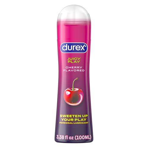 Durex Water Based Lube for Sex, Cherry Flavored, Anal & Sex Lube for Women & Men, Personal Lubricant for Oral & Anal,Lubricant & Toy Lube, 3.38 fl oz