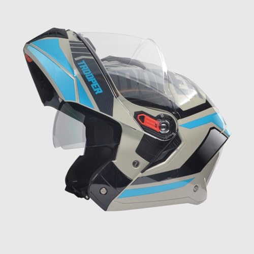 Trooper Dv D1 Isi and Dot Certified Matt Finish Flip-Up Full Face Motorcycling Helmet for Men and Women with Inner Sun Visor(Matt Grey N1 XL)