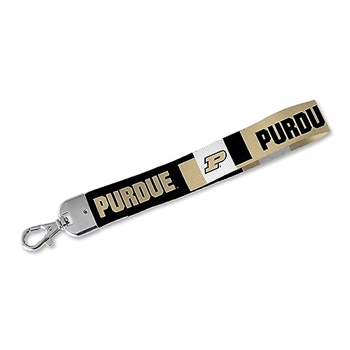 Rico Industries NCAA Purdue Boilermakers Wrist Lanyard Key Chain, Cute Wristlet Strap Keychain Holder for Women Men Car Keys ID Badges Card Wallet Phone Camera