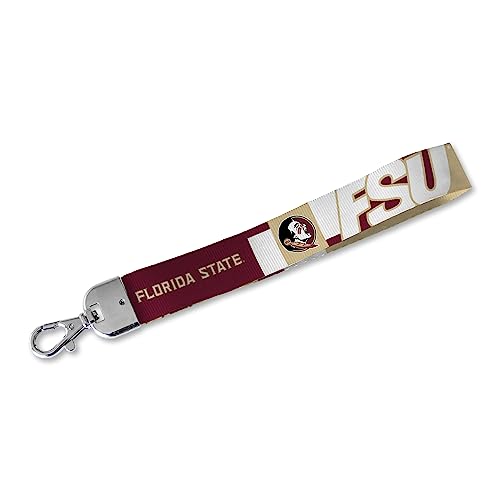 Rico Industries NCAA Florida State Seminoles Wrist Lanyard Key Chain, Cute Wristlet Strap Keychain Holder for Women Men Car Keys ID Badges Card Wallet Phone Camera
