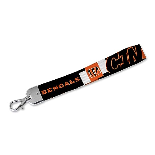 Rico Industries NFL Football Cincinnati Bengals Standard Wrist Lanyard Key Chain, Cute Wristlet Strap Keychain Holder for Women Men Car Keys ID Badges Card Wallet Phone Camera