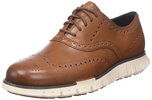 Cole Haan Mens Zerogrand Remastered Wing Tip Oxford, British Tan/Ivory, 9-M US