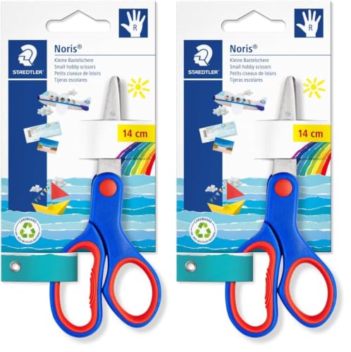 Staedtler Noris Club 965 14NBK - Tijeras para niños diestros de 14 centímetros, Multicolor (Paquete de 2)