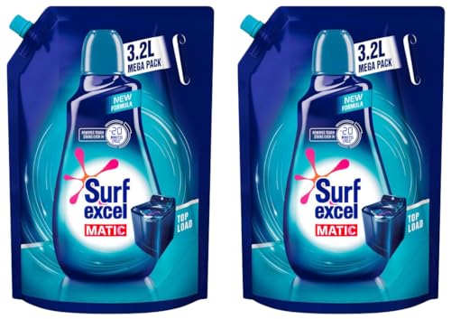 Matic Top Load Liquid Detergent 3.2 L Refill, Designed for Tough Stain Removal on Laundry in Washing Machines - Mega Pack (Pack of 2)
