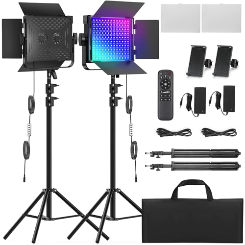 2 Pack Rgb Photography Lighting Kit 50w Bi Color Professional LED