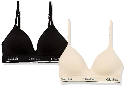 Calvin Klein Girls' Seamless Hybrid Bra, Nude/Black, 36A