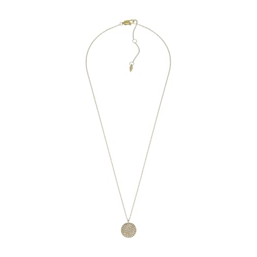 🔥 STARKER PREIS (-48%) Fossil Women's goldfarbene Edelstahlkette mit Karabinerverschluss Runde Halskette mit Anhängern, Bernstein-Gold