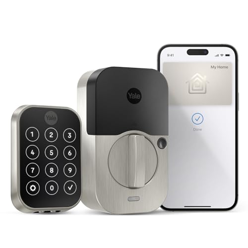 Yale Security Assure Lock 2 Plus Apple Home Keys (Tap to Open) Deadbolt, Satin Nickel Smart Keyless Entry Door Lock with Wi-Fi Connected Keypad for Code Entry and Remote Access, YRD450-N-WF1-619