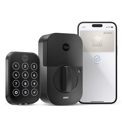 Yale Assure Lock 2 Plus Apple Home Keys, Black Keyless Entry Door Lock with Keypad for Code Entry Lock and Auto-Unlock (No Wi-Fi) Remote Access Requires Apple Home Hub via HomeKit, ‎YRD450-N-BLE-BSP