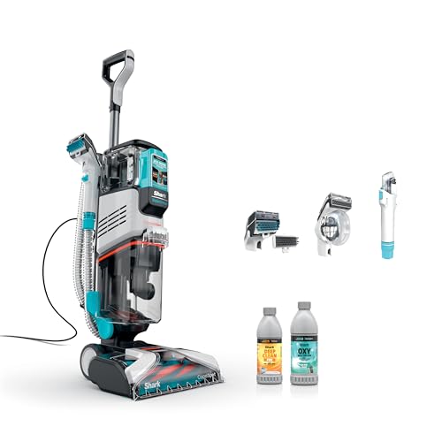 Shark CarpetXpert with StainStriker Upright Carpet, Area Rug & Upholstery Cleaner with Pet Mess Extractor Tool, Perfect for Pets, Carpet Shampooer, 3 Cleaning Tools, Cleaning Solutions, White, EX201
