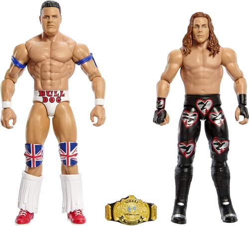 Mattel WWE Championship Showdown 2-Pack Action Figures & Accessory, Series #16 British Bulldog vs Shawn Michaels Collectible Set, 6-inch