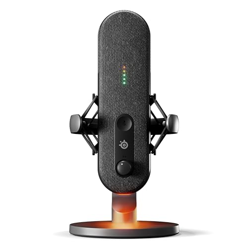 SteelSeries Alias USB-Mikrofon für PC – 3 Mal größere Kapsel fürs Gaming, Streaming und Podcasting – KI-gestützte Geräuschunterdrückung – LED-Stummsch