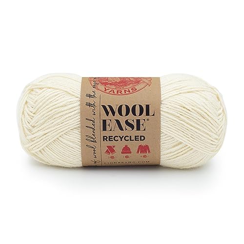 Lion Brand Yarn Wool-Ease Recycled, Yarn for Crochet, Cream, 1 Pack