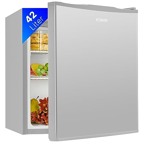 (-19%) Bomann® Mini Kühlschrank 42 Liter | Getränkekühlschrank klein für Büro, Camping und Gaming | kleiner Kühlschrank leise 39 dB | Minibar mit wechselbarem Türanschlag | 51x45x45 cm | KB 7346 inox
