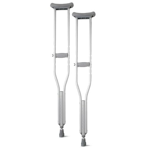 Medline Aluminum Crutches for Adults & Seniors, Walking Aid, 300 LB Weight Capacity,1 Pair, Fitting 5'2" - 5'10"