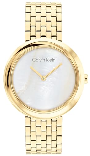 Calvin Klein Twisted Bezel Qtz Basic Slim Mother of Pearl Round Dial Women's Watch