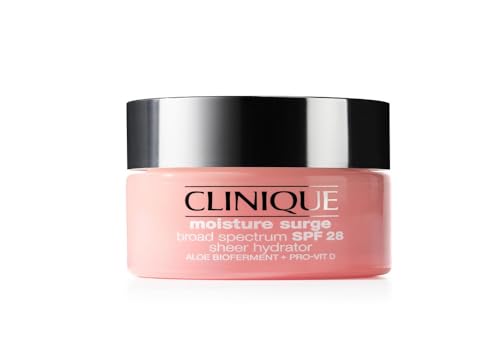 Clinique Moisture Surge Broad Spectrum SPF 28 Sheer Hydrator Face Moisturizer With SPF, Hyaluronic Acid, Aloe Bioferment + Provitamin D | Hydrating + Protecting, 1.7 Fl Oz