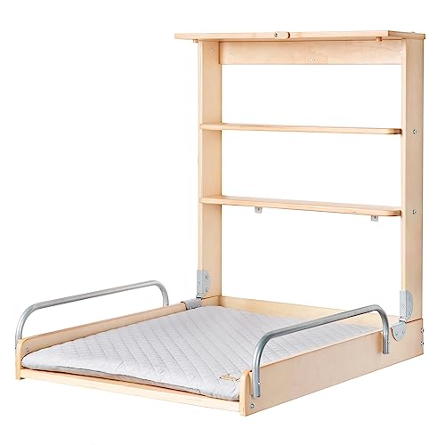 (-31%) roba Wandwickelregal Natur - Wickeltisch Wand Klappbar mit Auflage Grau