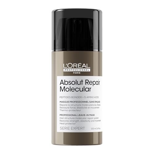 L'Oréal Professionnel Paris Absolut Repair Molecular Leave In Mask - Smooths and Strengthens All Damaged Hair, Heat Protectant and Leave In Conditioner for Hair Repair