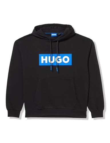 HUGO Logo Stripe Cotton Hooded Sweatshirt black pepper Large