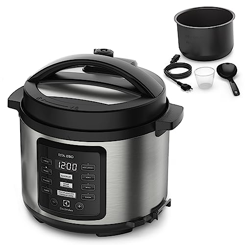 Panela pressão elétrica Electrolux digital capacidade 5L silenciosa segura 10 travas segurança 9 receitas pré-programadas PCC15 inox preto 127v por Rita Lobo