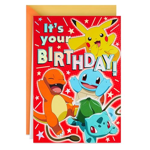 Hallmark Pokémon Pop Up Birthday Card for Kids (Pikachu, Squirtle, Charmander, Bulbasaur)