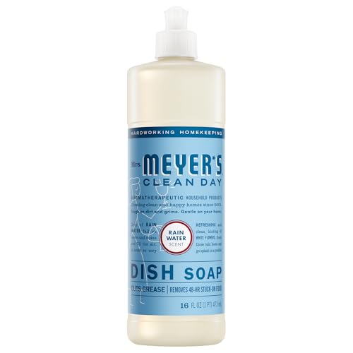 MRS. MEYER'S CLEAN DAY Liquid Dish Soap, Biodegradable Formula, Rain Water, 16 fl. oz