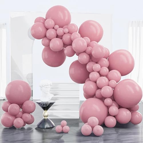 PartyWoo Mauve Balloons 100 pcs Different Sizes of 18 12 10 5 Inch Dusty Dark Boho Pink Latex Balloon Arch Kit Garland for Baby Shower Bridal Shower Wedding Birthday Party Decorations Pink-F30