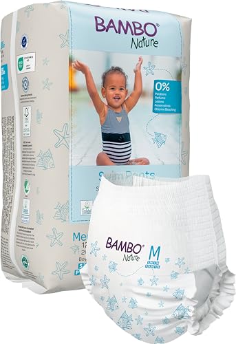 Bambo Nature Premium Swim Nappy Pants Medium Size (12+ kg), Disposable and Eco-Labelled, Perfect Swimming Nappies for Water Activities, Swim Nappies for Babies