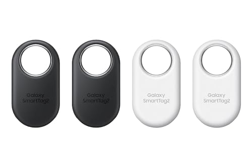 Samsung Galaxy SmartTag2, Bluetooth Tracker, Locator Tracking Device, Item Finder for Keys, Wallet, Luggage, Use w/Phones Tablets Android 11 or Later, 2023, 4 Pack, 2 Black, 2 White