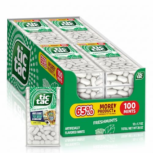 Tic Tac Freshmint Breath Mints, Bulk 12 Pack, On-The-Go Refreshment, 1.7 oz Each