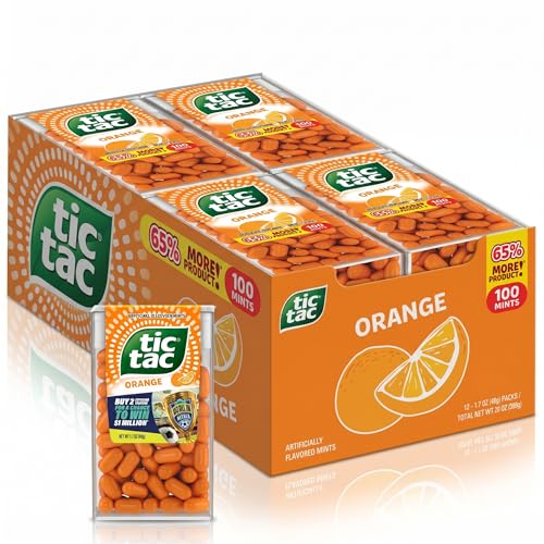 Tic Tac Orange Mints, Bulk 12 Pack, On-The-Go Refreshment, 1.7 oz Each