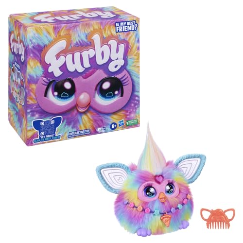 Furby Tie Dye, 15 Fashion Accessories, Interactive Plush Toys for 6 Year Old Girls & Boys & Up, Voice Activated Animatronic