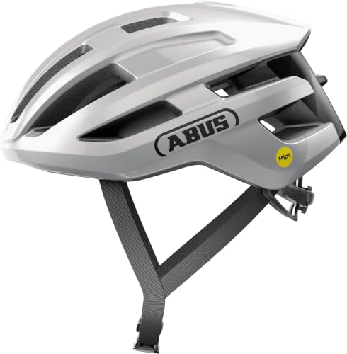 ABUS PowerDome MIPS road bike helmet - lightweight bike helmet with clever ventilation system and impact protection - Made in Italy - for men and women - silver, size S