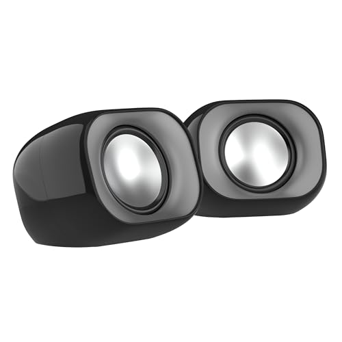 HP DHS-2111 Wired Speaker, 2-Channel Surround Sound, 3.5mm aux connectivity, PC and Phone Compatible, Easy Volume Controls, 1-Year Warranty, 0.27 kg, 