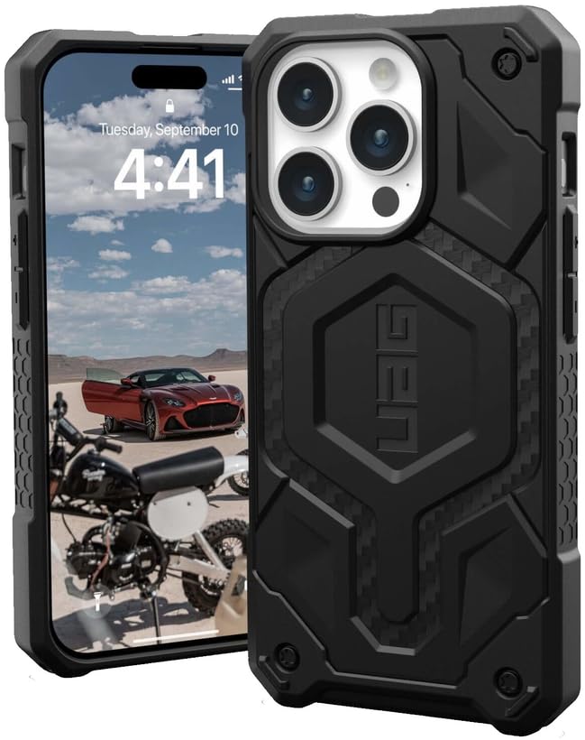 URBAN ARMOR GEAR UAG [Updated Ver] Compatible with iPhone 15 Pro Case 6.1" Monarch Pro Carbon Fiber Built-in Magnet Compatible with MagSafe Charging Premium Rugged MIL-STD Dropproof Protective Cover