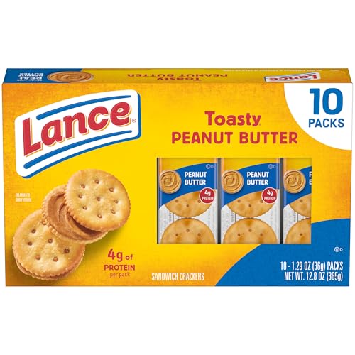 Lance Sandwich Crackers, Toasty Peanut Butter, 10 Individually Wrapped Packs, 6 Sandwiches Each