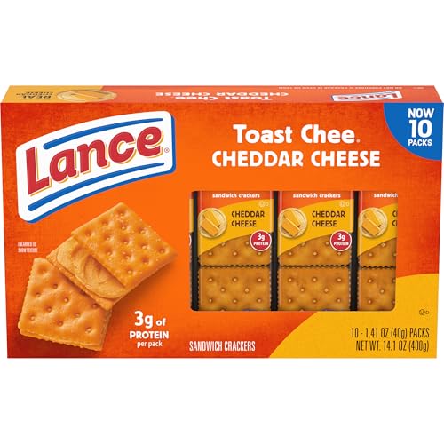 Lance Sandwich Crackers, ToastChee Cheddar, 10 Individually Wrapped Packs, 6 Sandwiches Each