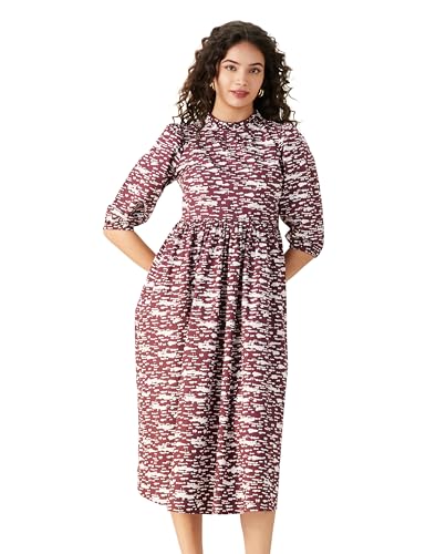Women's Rayon Fit and Flare One Piece Midi Length Dress (Available in Plus Sizes)