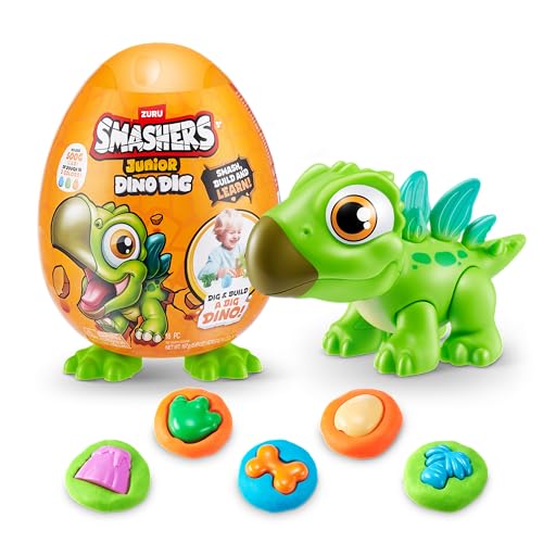 Smashers Junior Dino Dig Small Egg (Stegasaurus) by ZURU 12+ Surprises Compounds Mold Dinosaur Preschool Toys Build Construct Sensory Play - 3 Years +