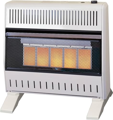 ProCom ML250TPA-B Ventless Propane Gas Infrared Space Heater with Thermostat Control for Home and Office Use, 25000 BTU, Heats Up to 1400 Sq. Ft., Includes Wall Mount and Base Feet, White