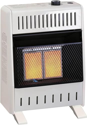 ProCom ML100TPA-B Ventless Propane Gas Infrared Space Heater with Thermostat Control for Home and Office Use, 10000 BTU, Heats Up to 500 Sq. Ft., Includes Wall Mount and Base Feet, White