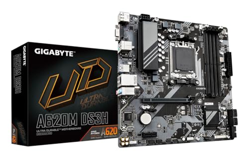 Placa Mãe Gigabyte A620M DS3H (AM5/4xDDR5/HDMI/DP/VGA/USB 3.2/M.2)