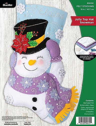 Bucilla, Jolly Top Hat, Felt Applique 18" Stocking Making Kit, Perfect for DIY Arts and Crafts, 89615E