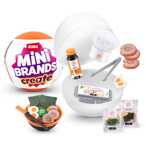 Mini Brands Create by ZURU, Real Miniature MasterChef Series Creations Collectible Toy, 1 Capsule of Mystery Food Items and Accessories, for Kids, Teens, and Adults