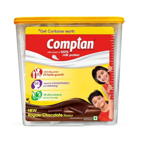 Complan Nutrition Drink Powder for Children, Royale Chocolate Flavour, 1.5 Kg Carton With Free Container | Nutrition drink for kids with protein & 34 
