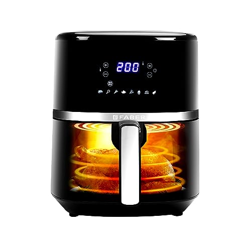 Faber 6L 1500W Digital Air Fryer | Fry, Bake, Roast, Toast, Defrost, Grill & Reheat | 85% Less Oil, 360° Air Cooking | 8-Preset Menu, LED Display & To