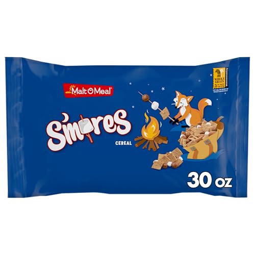Malt-O-Meal S'mores Breakfast Cereal, Chocolatey Puffs and Marshmallow Bits, Large Cereal for Family, 30 OZ Resealable Bag