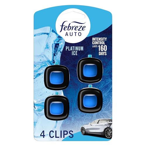 Febreze Car Air Freshener Vent Clip Platinum Ice Scent 4 Pack 0.07 oz